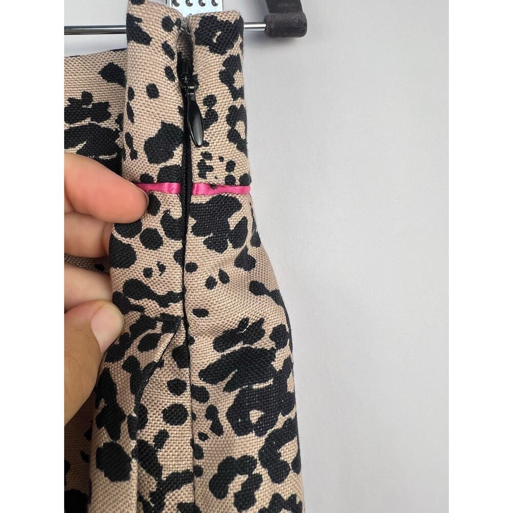 J.Crew Linen Lyocell Animal Print Shorts Tan Black Pink Trim High Rise Size 12 - Picture 6 of 12